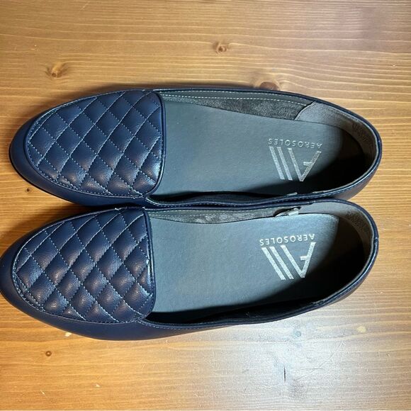 Aerosoles Blue Quilted Loafer Slip On Flat Shoe Size 8 NWT - Picture 6 of 10